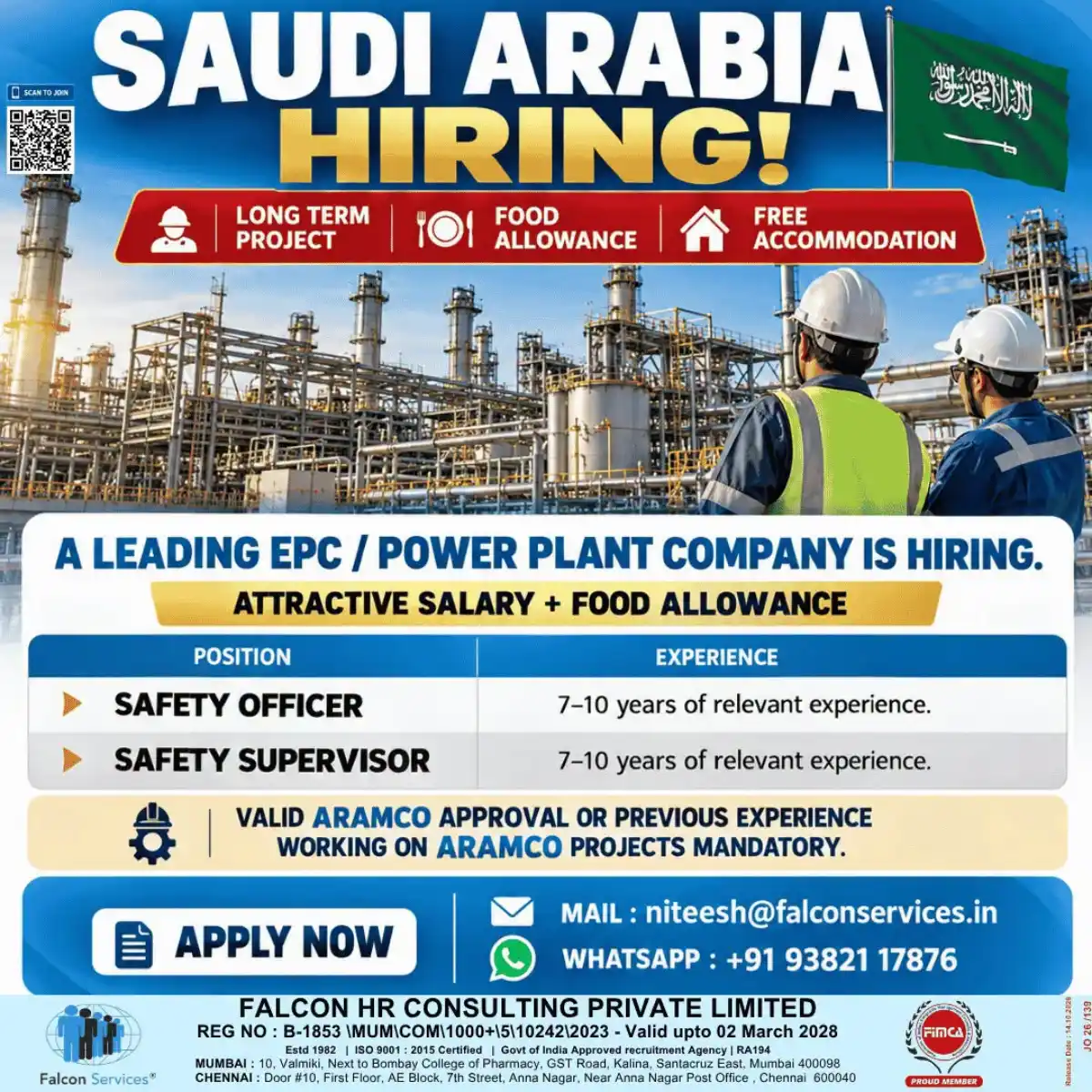 Safety Officer & Supervisor – Saudi Arabia