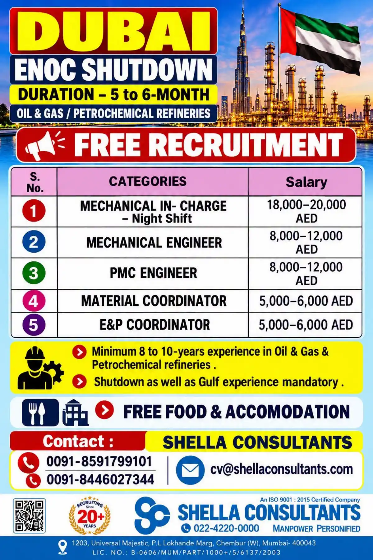 ENOC Shutdown Jobs Dubai – Free Recruitment