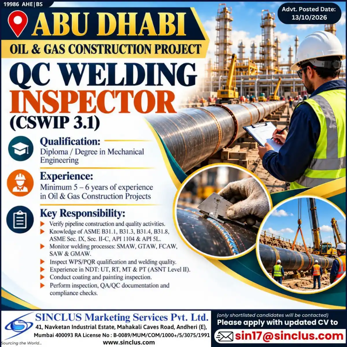 QC Welding Inspector (CSWIP 3.1)