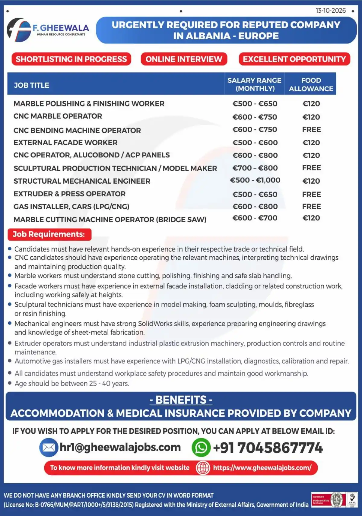 Urgent Albania Jobs 2026