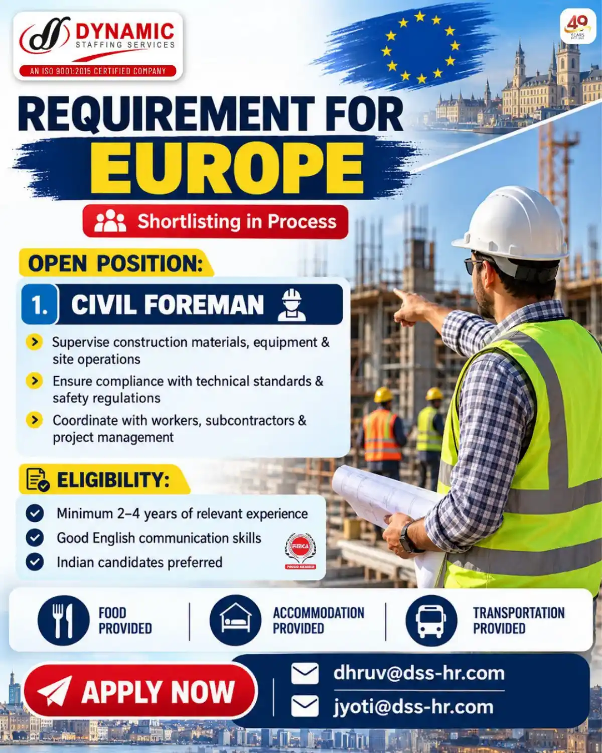 Civil Foreman – Europe