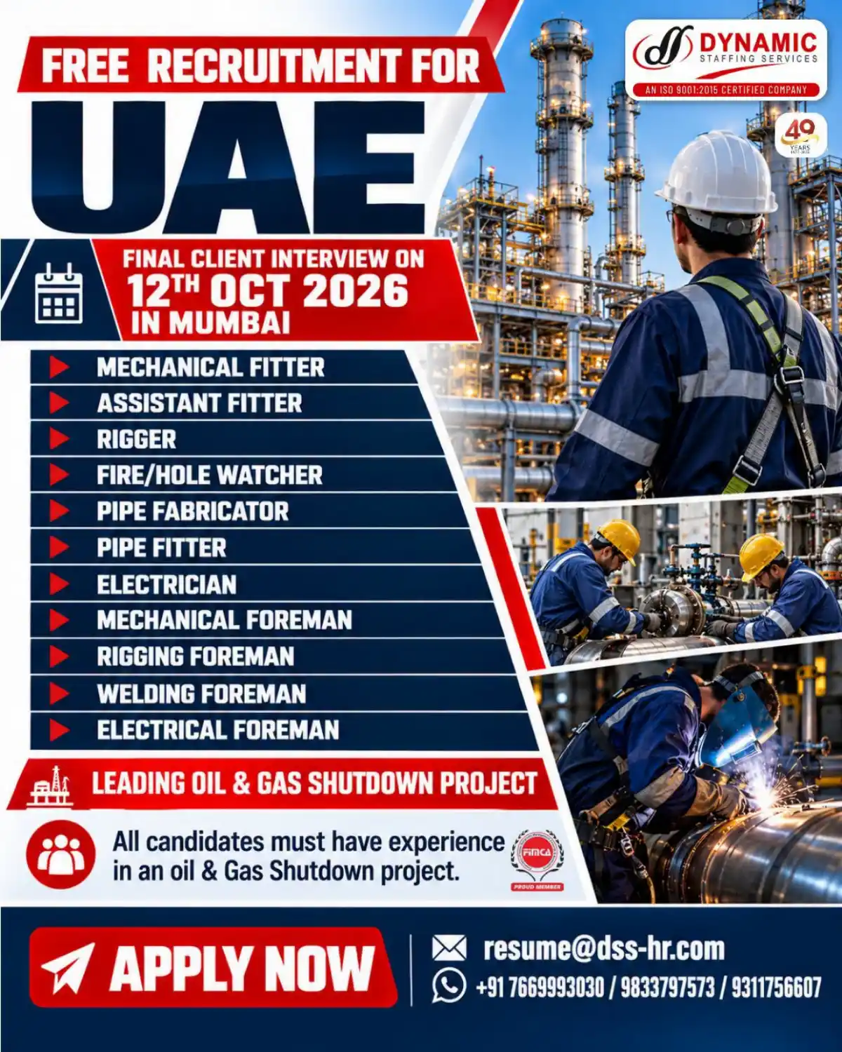 UAE Oil & Gas Shutdown Jobs