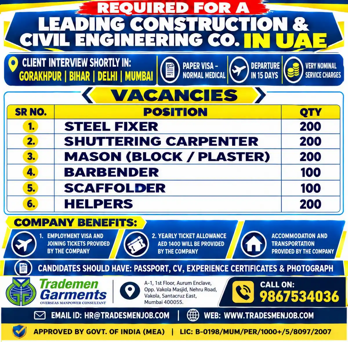 UAE Construction Jobs – Client Interview Shortly